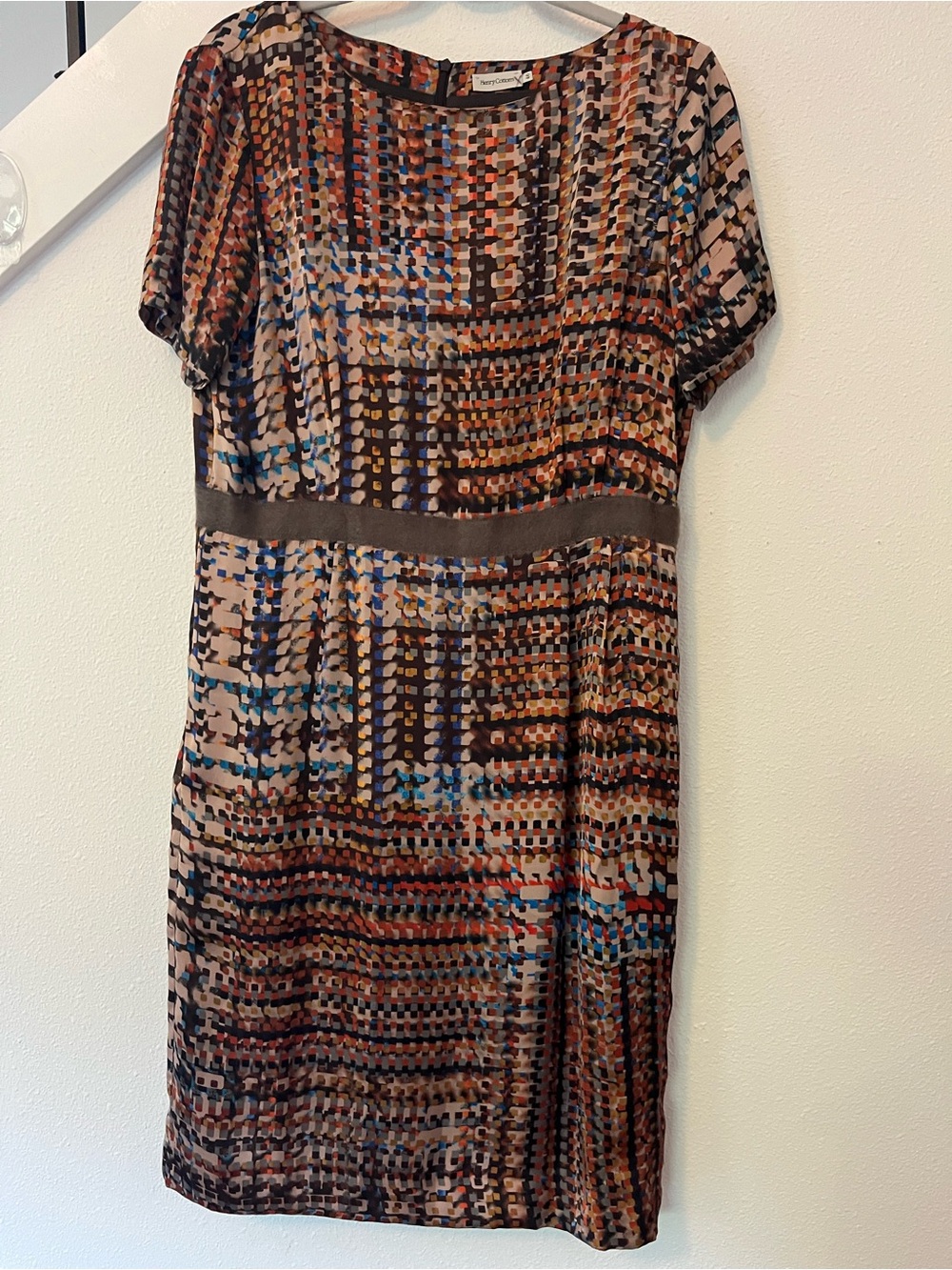 Henry Cotton's Sulk Multicolor Patterned Midi Dress in Brown and Blue